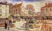 Ludovic Piette The Market Outside Pontoise Town hall USA oil painting artist
